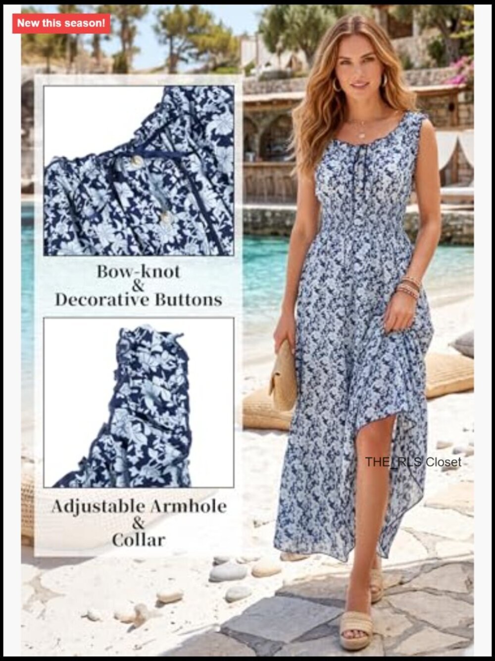 Polyester Maxi Dress with Smocked Waist and Tiered Skirt - Picture 4 of 7